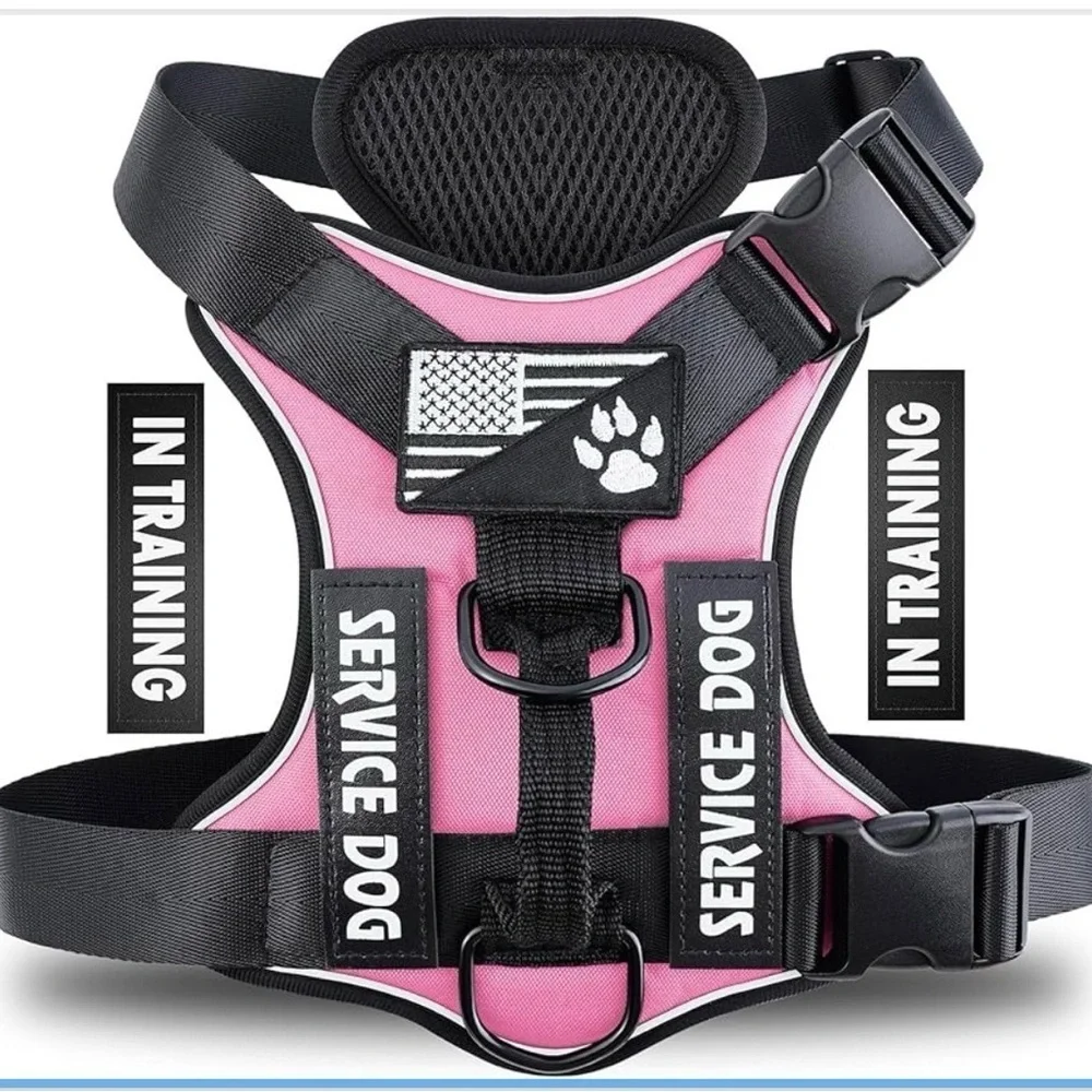 NEW!Service Dog Harness, Reflective Vest Harness with Patches Adjustable Soft